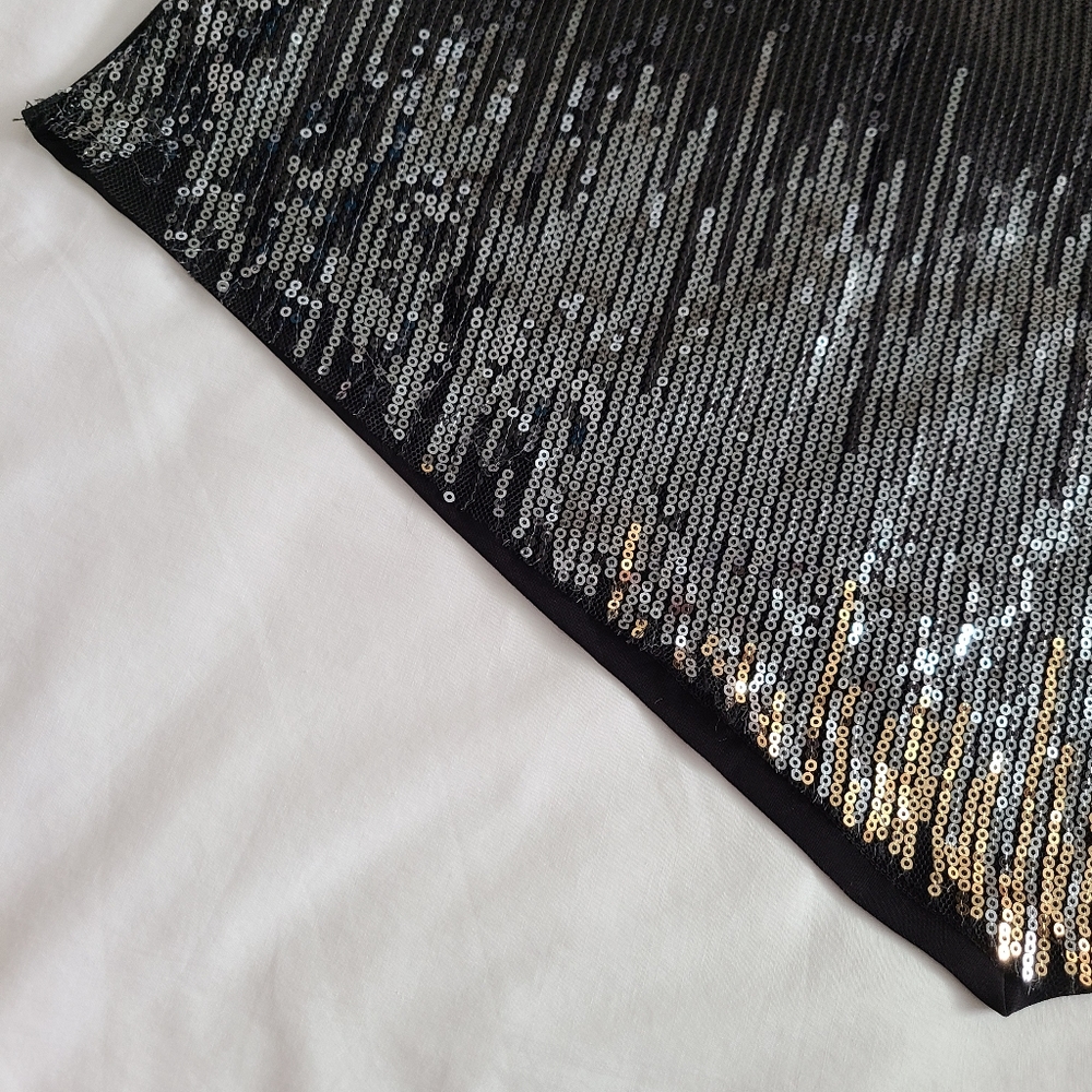 NWT Lavish Black/Silver/Gold Sequined Double Strap Racerback Cami Tank Top, M - Picture 4 of 11